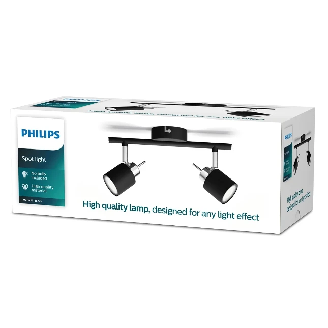 Philips Opbouwspot Meranti 50W zwart - 2-spots