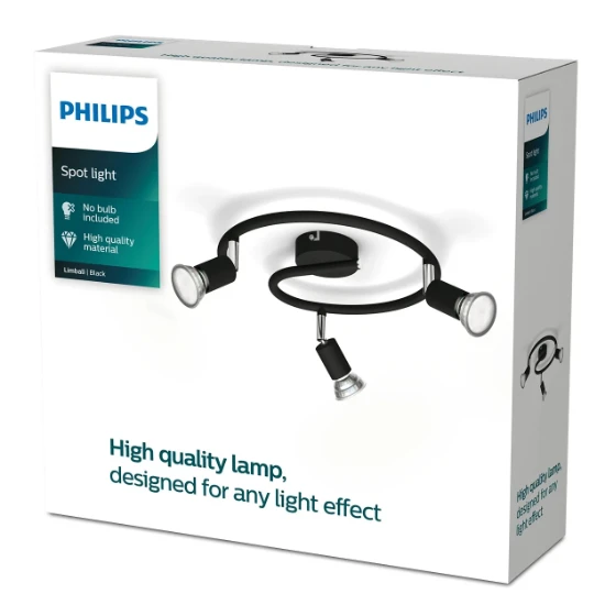 Philips Opbouwspot Limbali 50W zwart - 3-spots