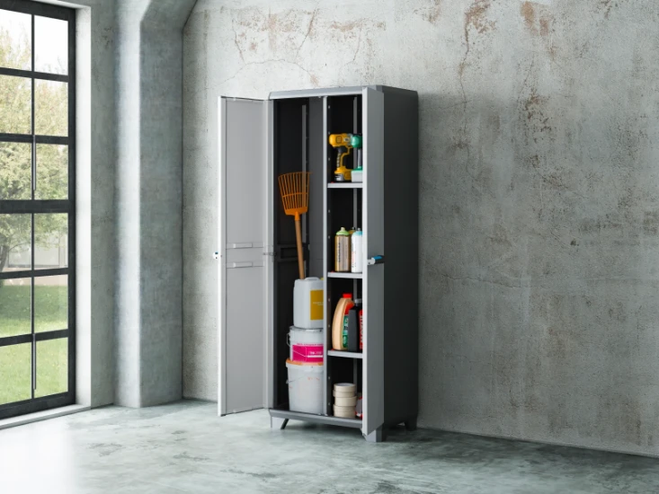 Keter Linear Opbergkast hoog - Utility - bezemkast - 3 planken