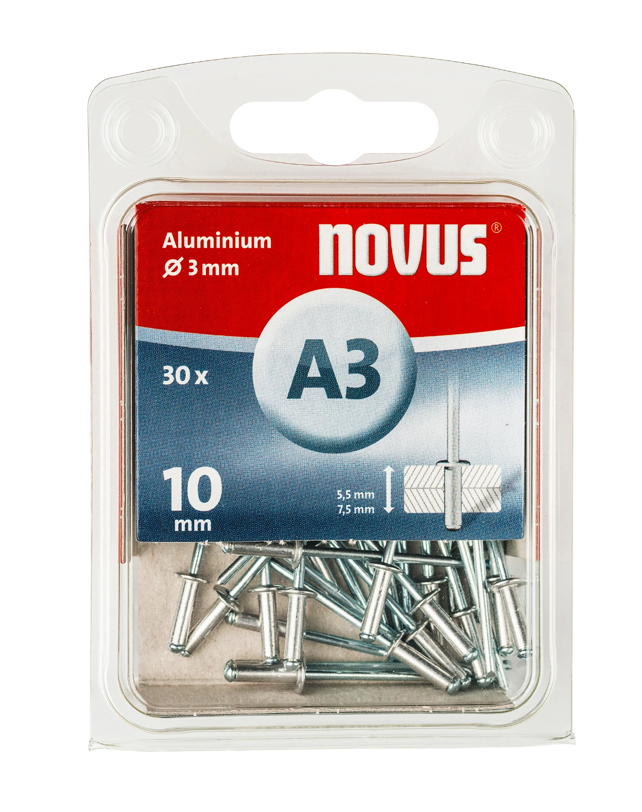 Novus Blindklinknagel A3/10 mm Aluminium (30 stuks)
