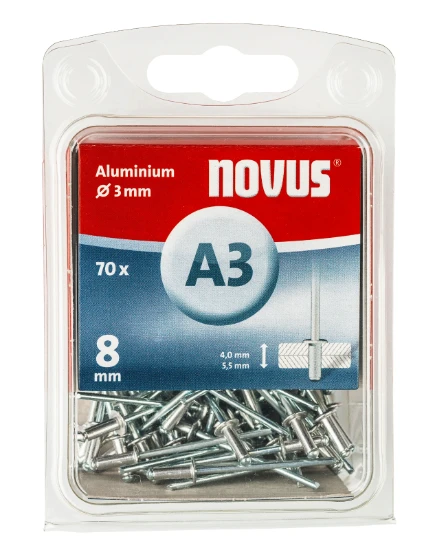 Novus Blindklinknagel A3/8 mm Aluminium (70 stuks)