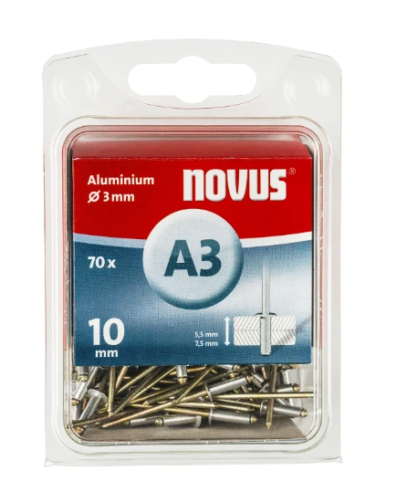 Novus Blindklinknagel A3/10 mm, Aluminium (70 stuks)