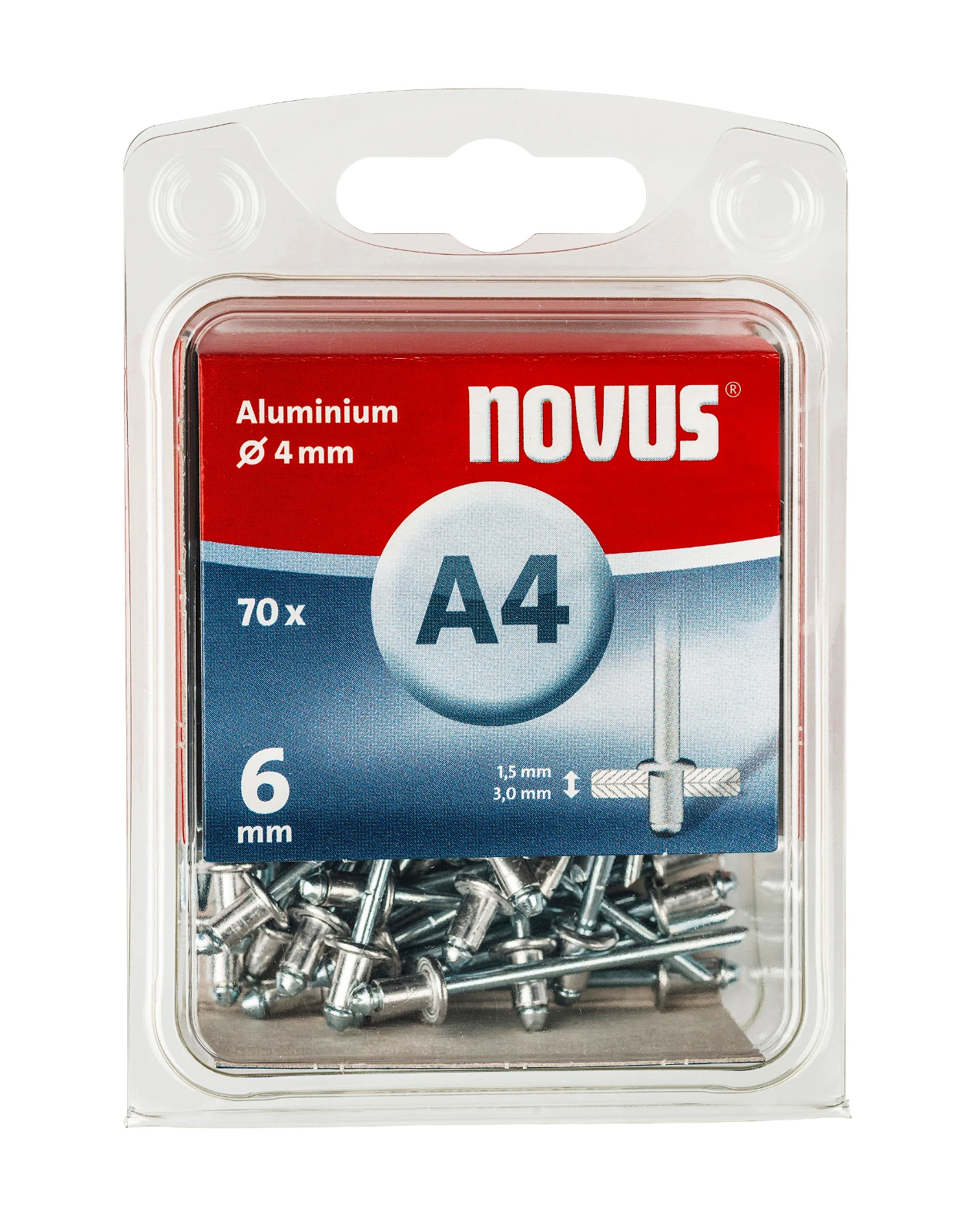 Novus Blindklinknagel A4/6 mm Aluminium (70 stuks)