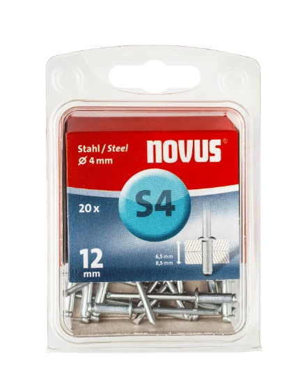 Novus rivet A4 X 12 acier S, 20 pcs.