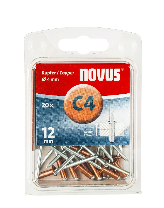Novus rivet A4 X 12 cuire, 20 pcs.
