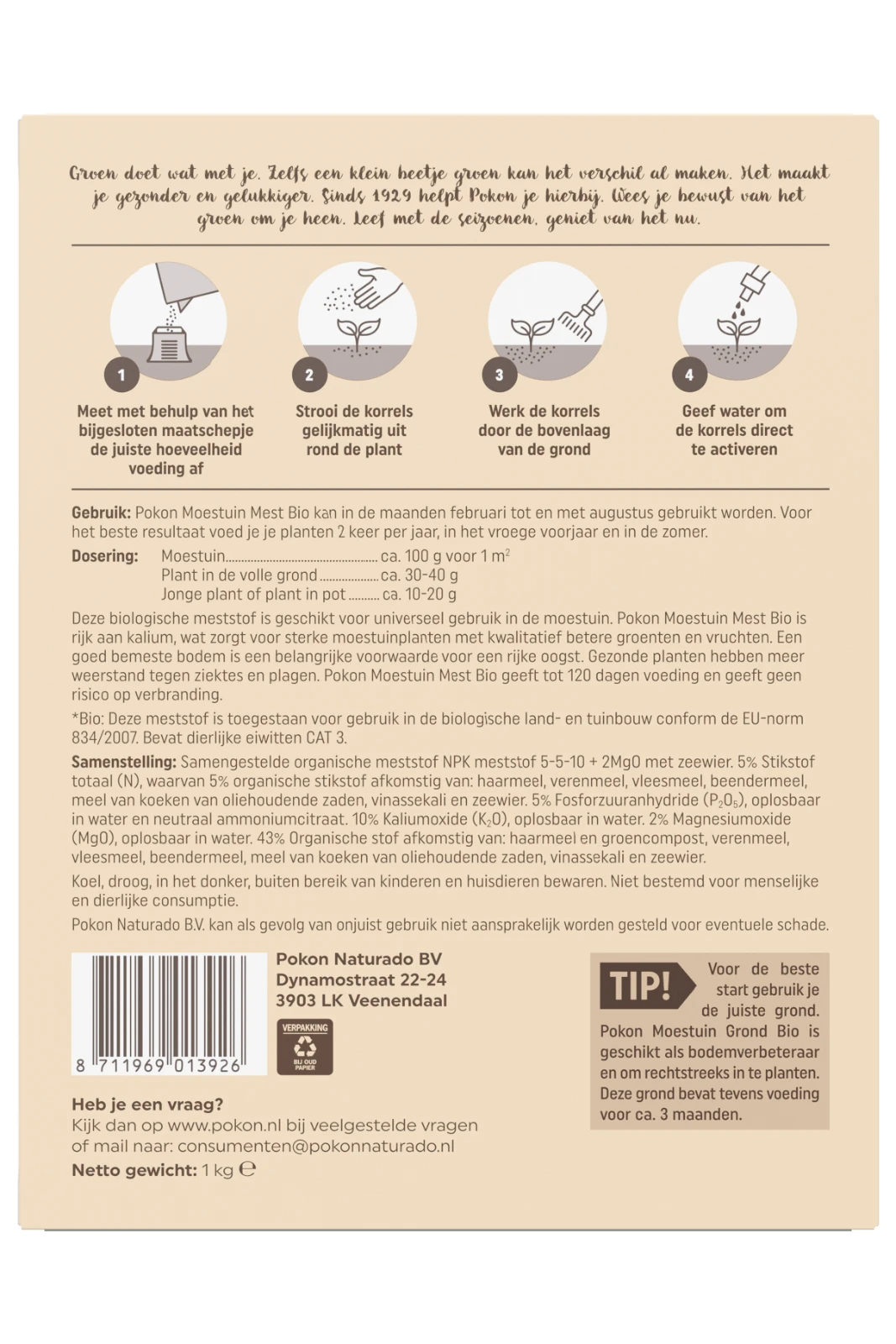 Pokon Bio Moestuin Mest 1kg