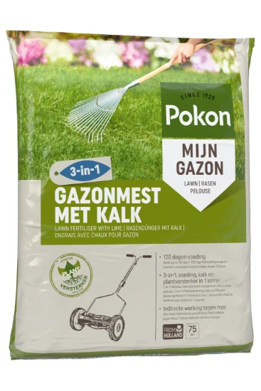 Pokon Gazonmest met Kalk 75m² (3-in-1)