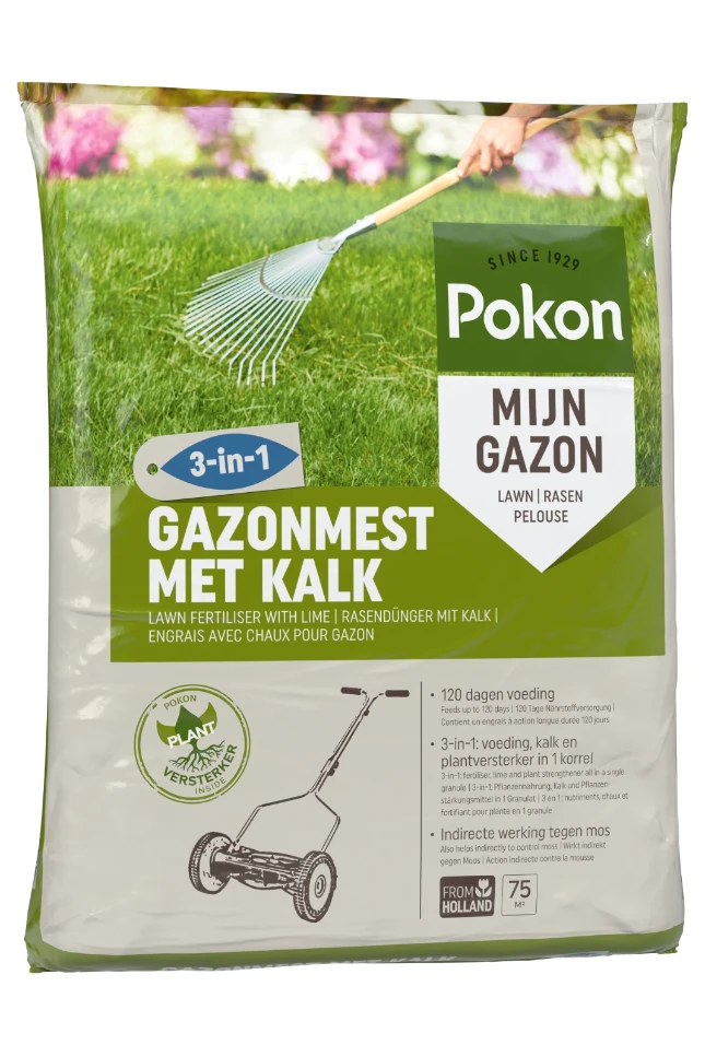 Pokon Gazonmest met Kalk 75m² (3-in-1)