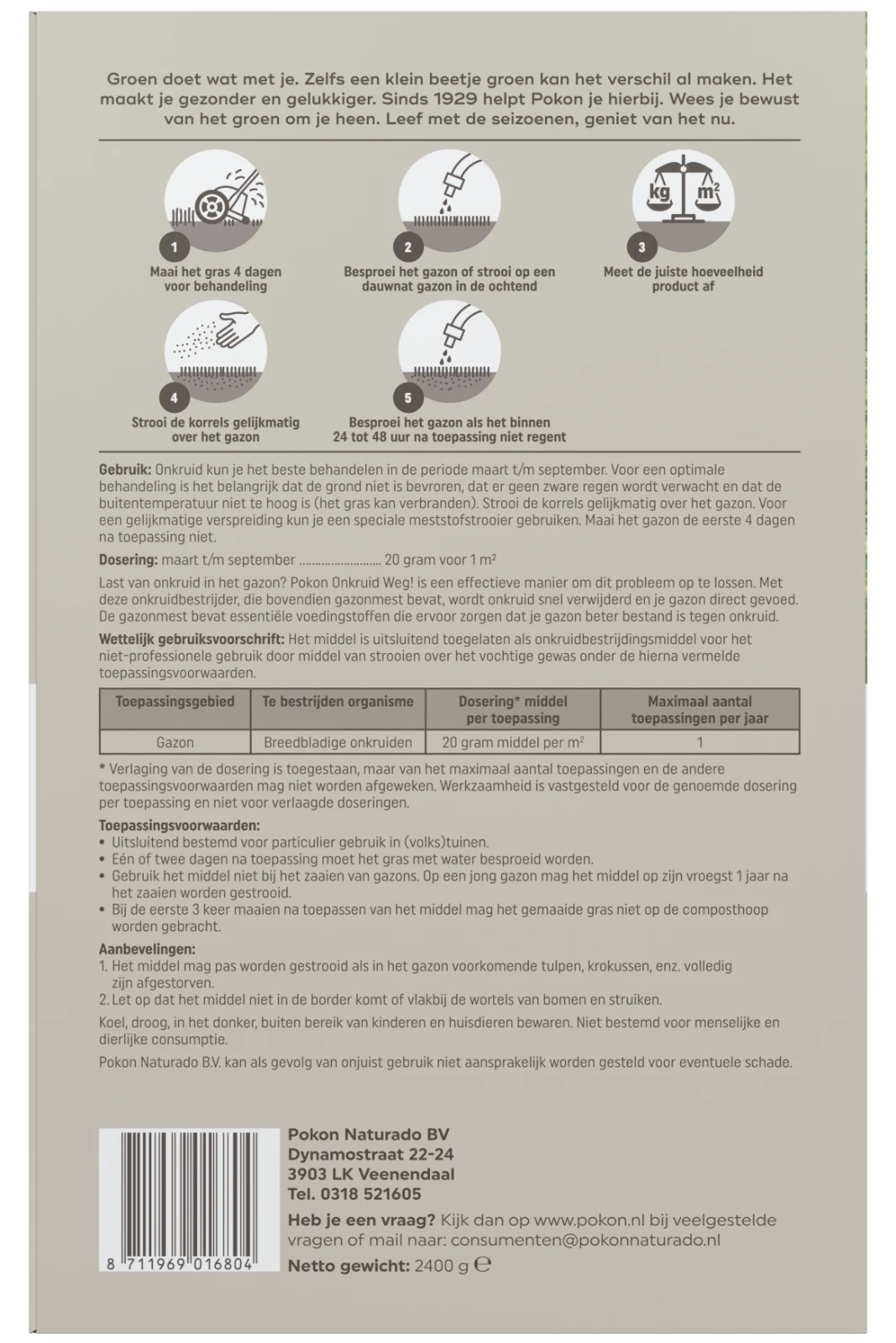 Pokon Onkruid Weg! 120 m² 2400 gram (2-in-1)