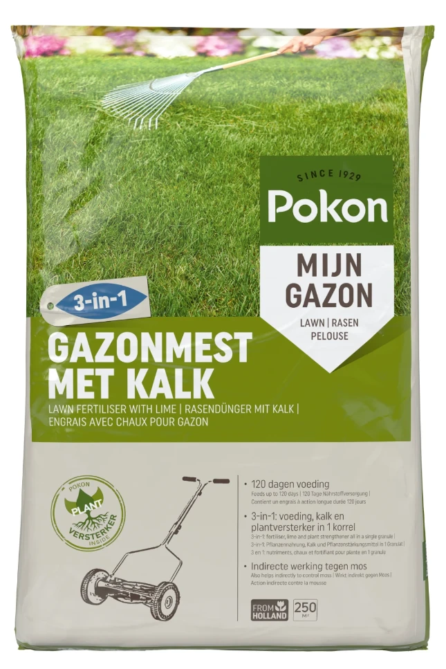 Pokon Gazonmest met Kalk 250m² (3-in-1)