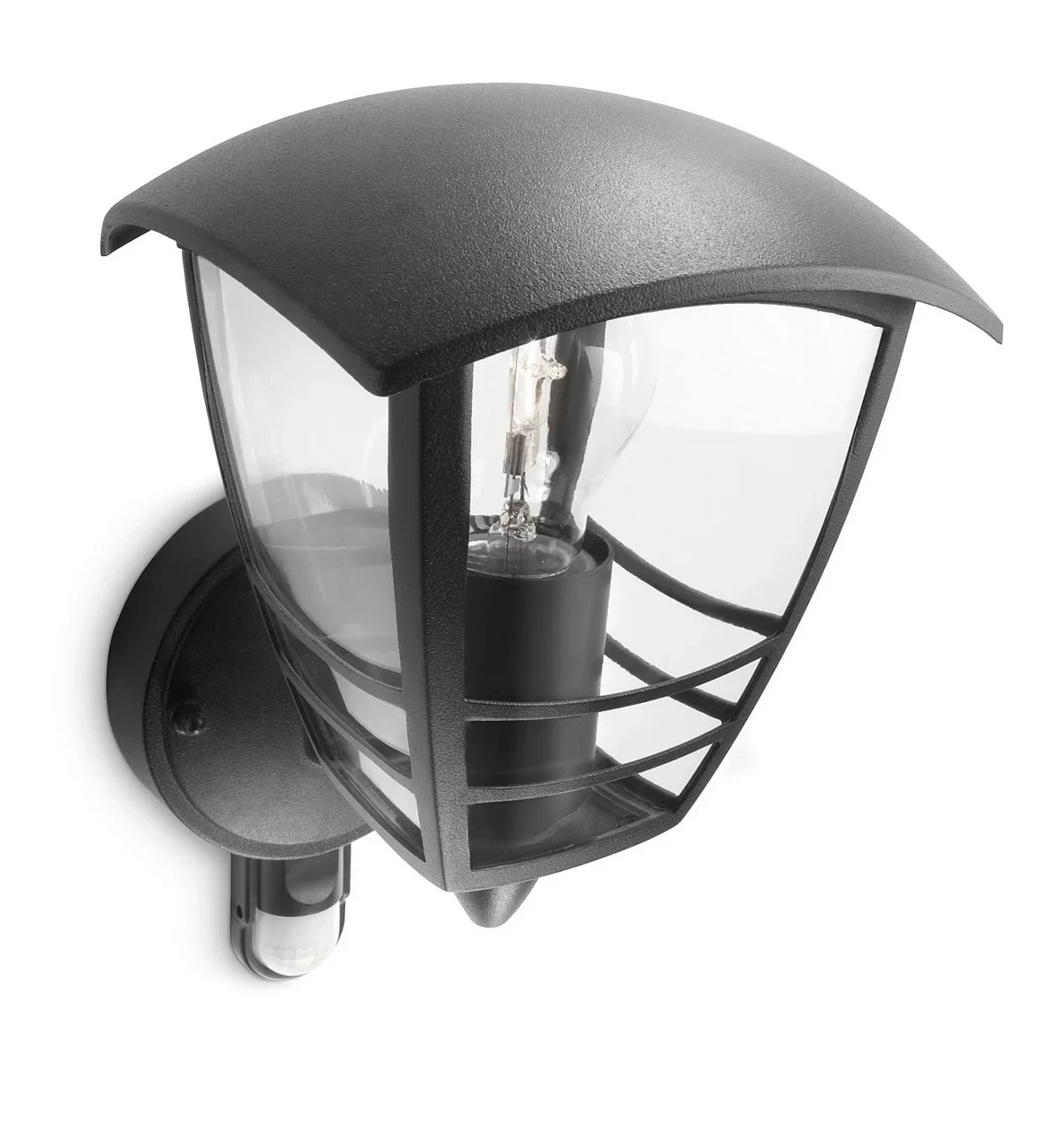 Philips Buitenwandlamp Creek 1x60W 230V zwart - met sensor