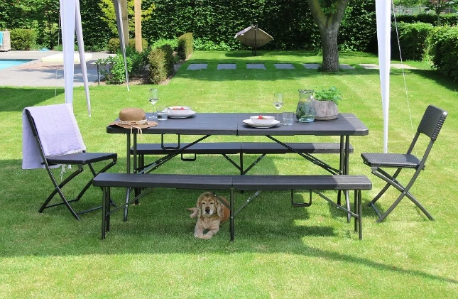 ERRO Vouwtafel 180cm zwart - houtlook