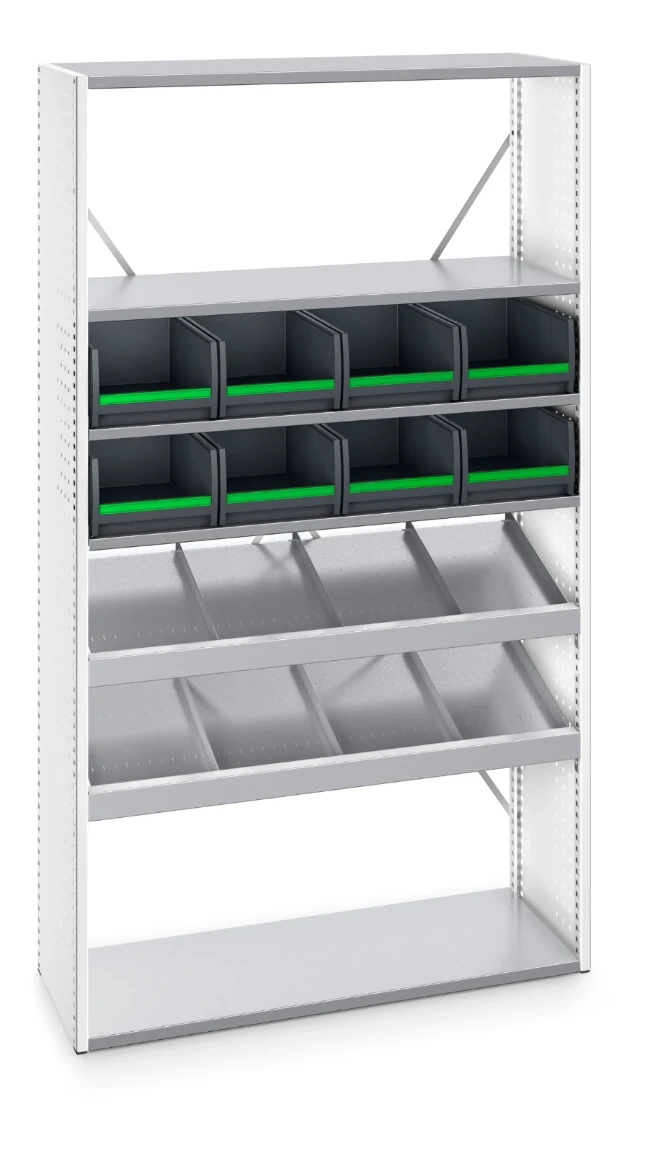 bott Verso stellingkast met 5 legborden, 8x box ral 7035