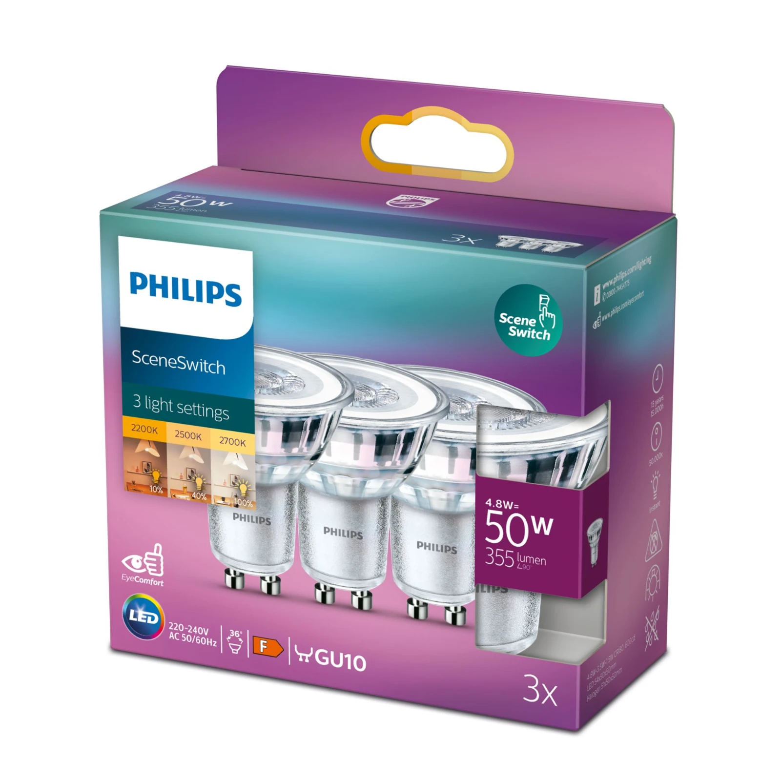 Philips LED Spot SceneSwitch GU10 50W (3 stuks)