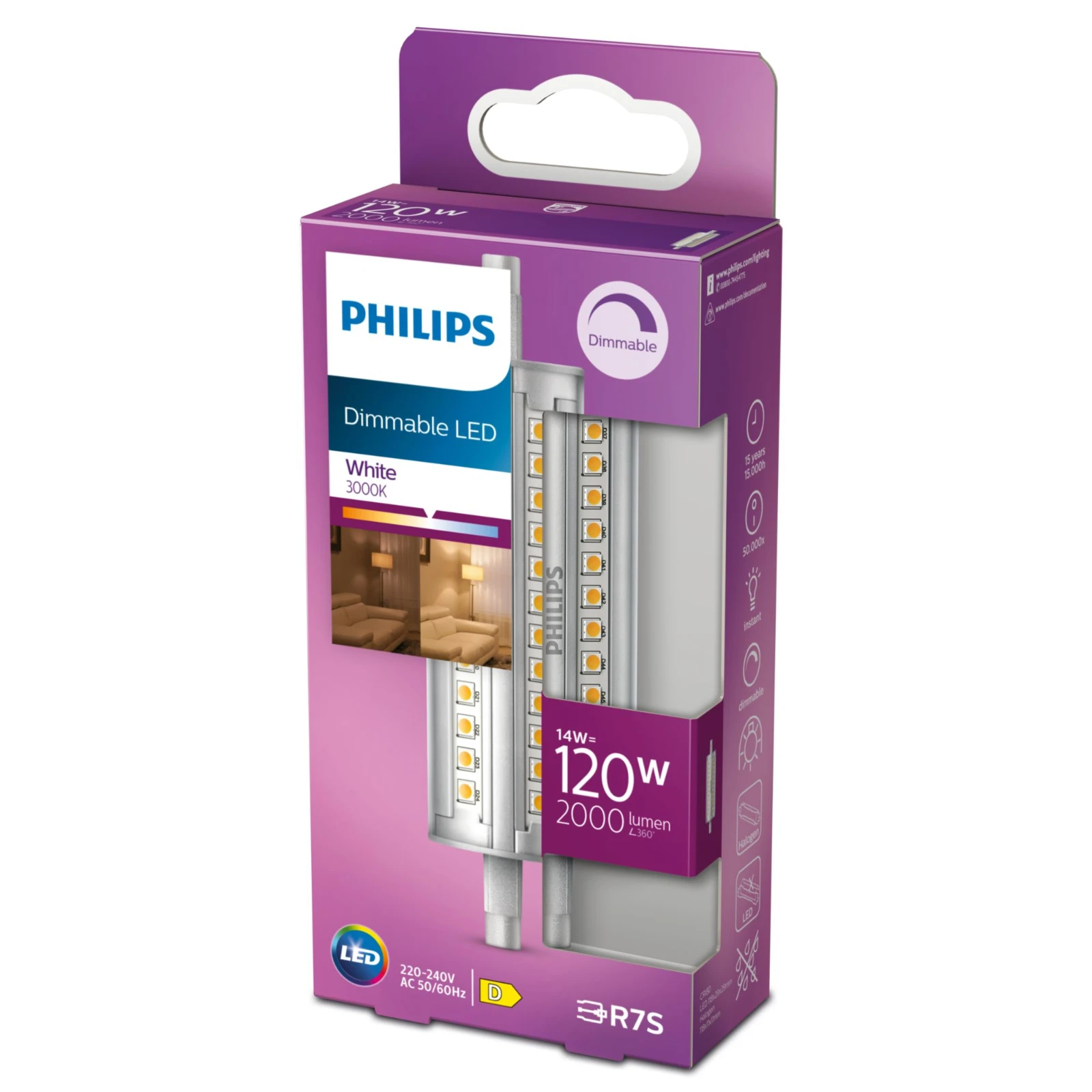 Philips LED Staaflamp 120W R7S 118mm WH D SRT4