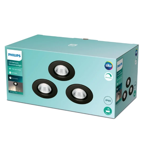 Philips LED-inbouwspot Dive SL261 5,5W IP65R zwart (3 stuks)