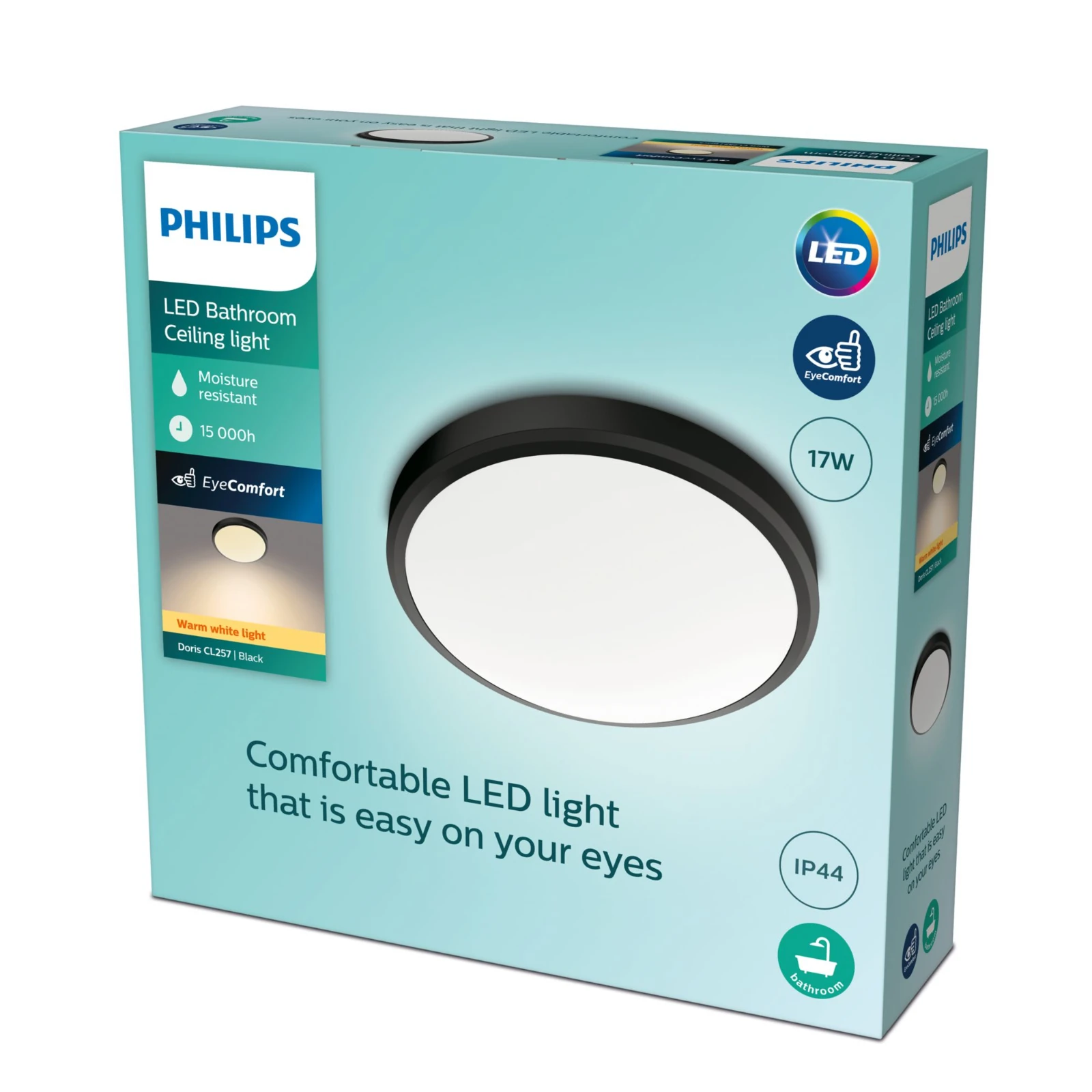 Philips LED-Plafondlamp Doris CL257 17W 27K IP44 O313 mm zwart