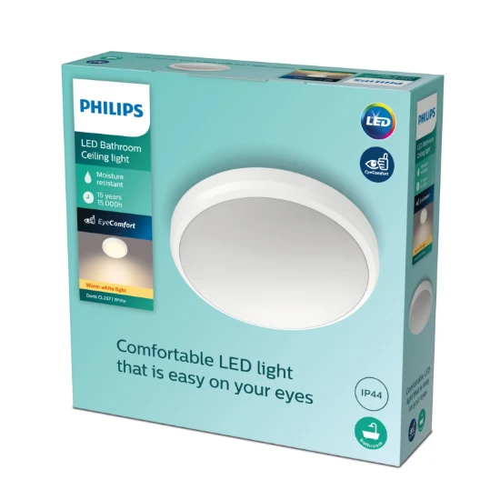 Philips LED-Plafondlamp Doris CL257 6W 27K wit IP44 O220 mm