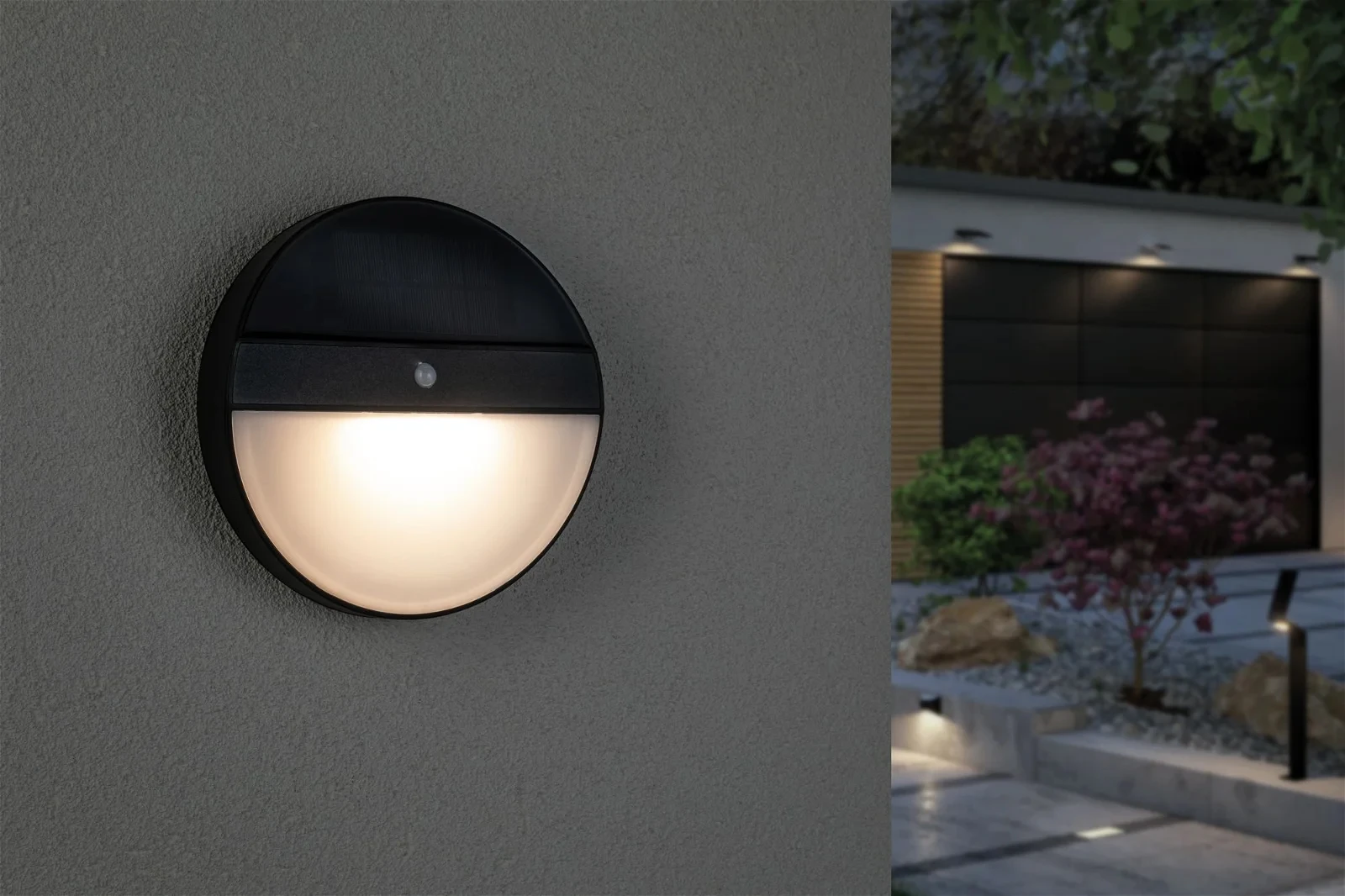 Paulmann Outdoor Solar LED-buitenwandlamp Eloise IP44 3000K met bewegingsmelder