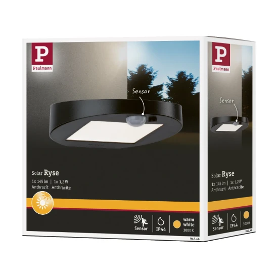 Paulmann Outdoor Solar Buitenwandlamp Ryse IP44 met bewegingsmelder