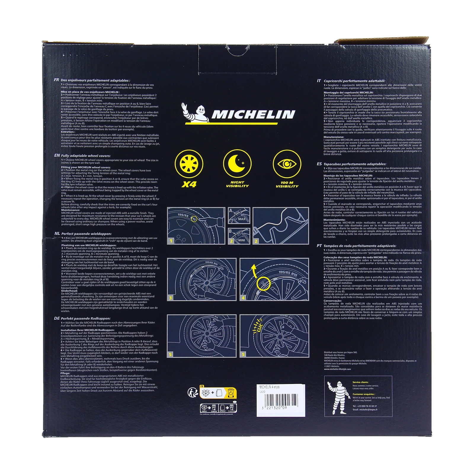 Michelin Wieldoppen 14 inch - zilver/zwart - nvs