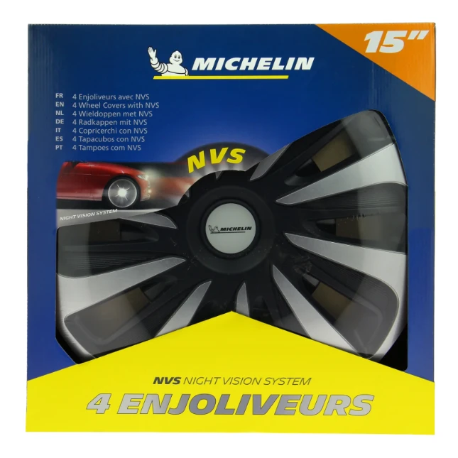 Michelin Wieldoppen 15 inch - zilver/zwart - nvs