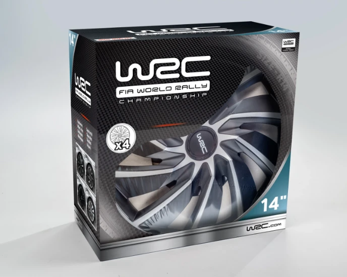 WRC Wieldoppen 14 inch - zilver/zwart - 4st