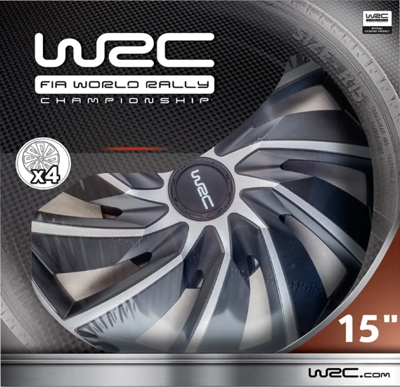 WRC Wieldoppen 15 inch - zilver/zwart - 4st