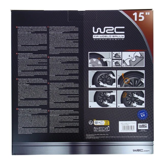 WRC Wieldoppen 15 inch - zilver/zwart - 4st