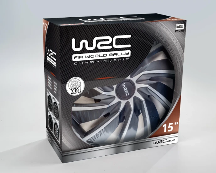 WRC Wieldoppen 15 inch - zilver/zwart - 4st