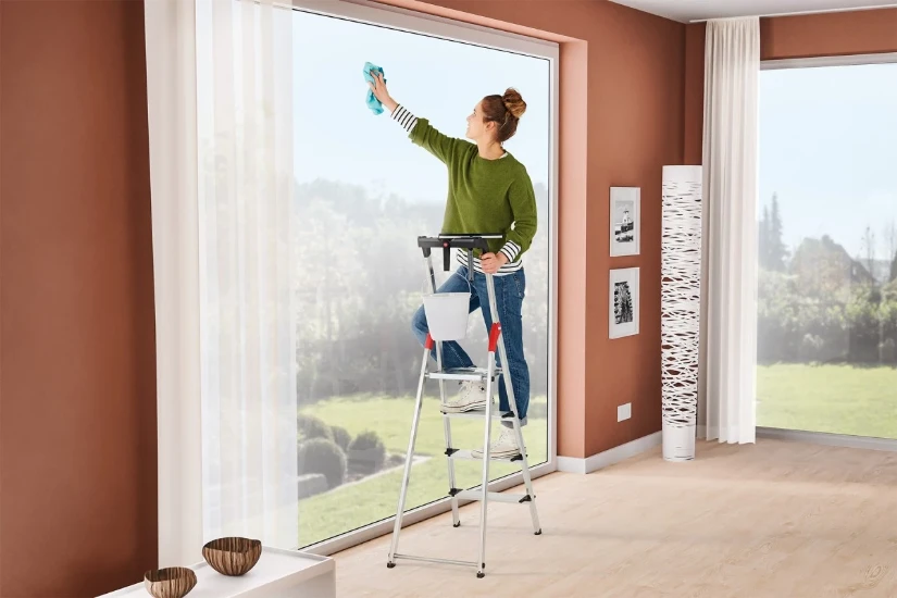 Hailo Huishoudtrap L80 aluminium - 4 treden