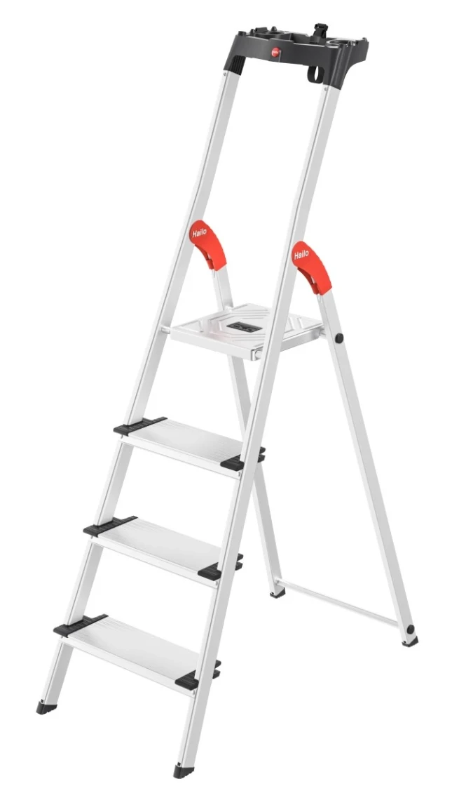 Hailo Huishoudtrap L80 aluminium - 4 treden