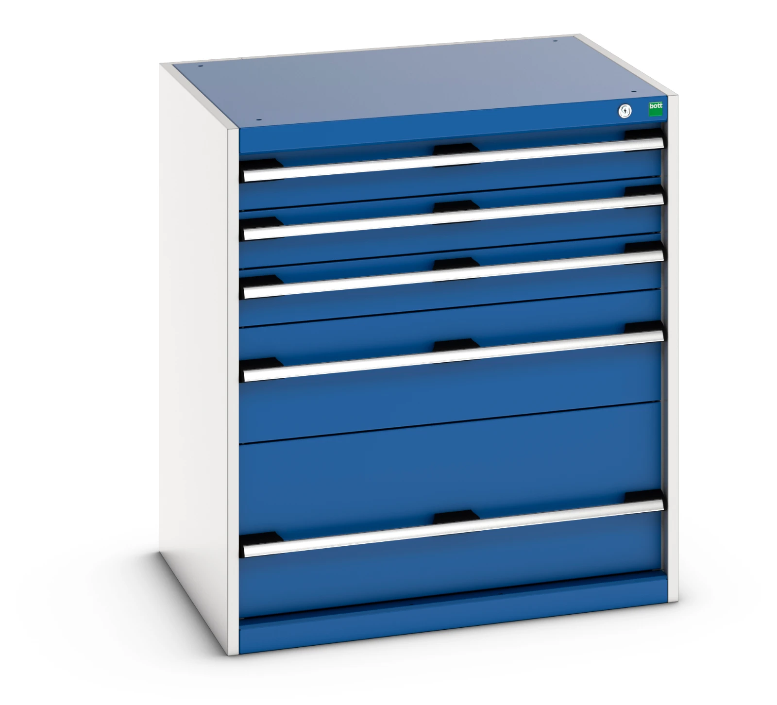 bott Cubio schuifladenkast hoogte 650 mm 5 laden RAL 5010