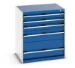 bott Cubio schuifladenkast hoogte 650 mm 5 laden RAL 5010