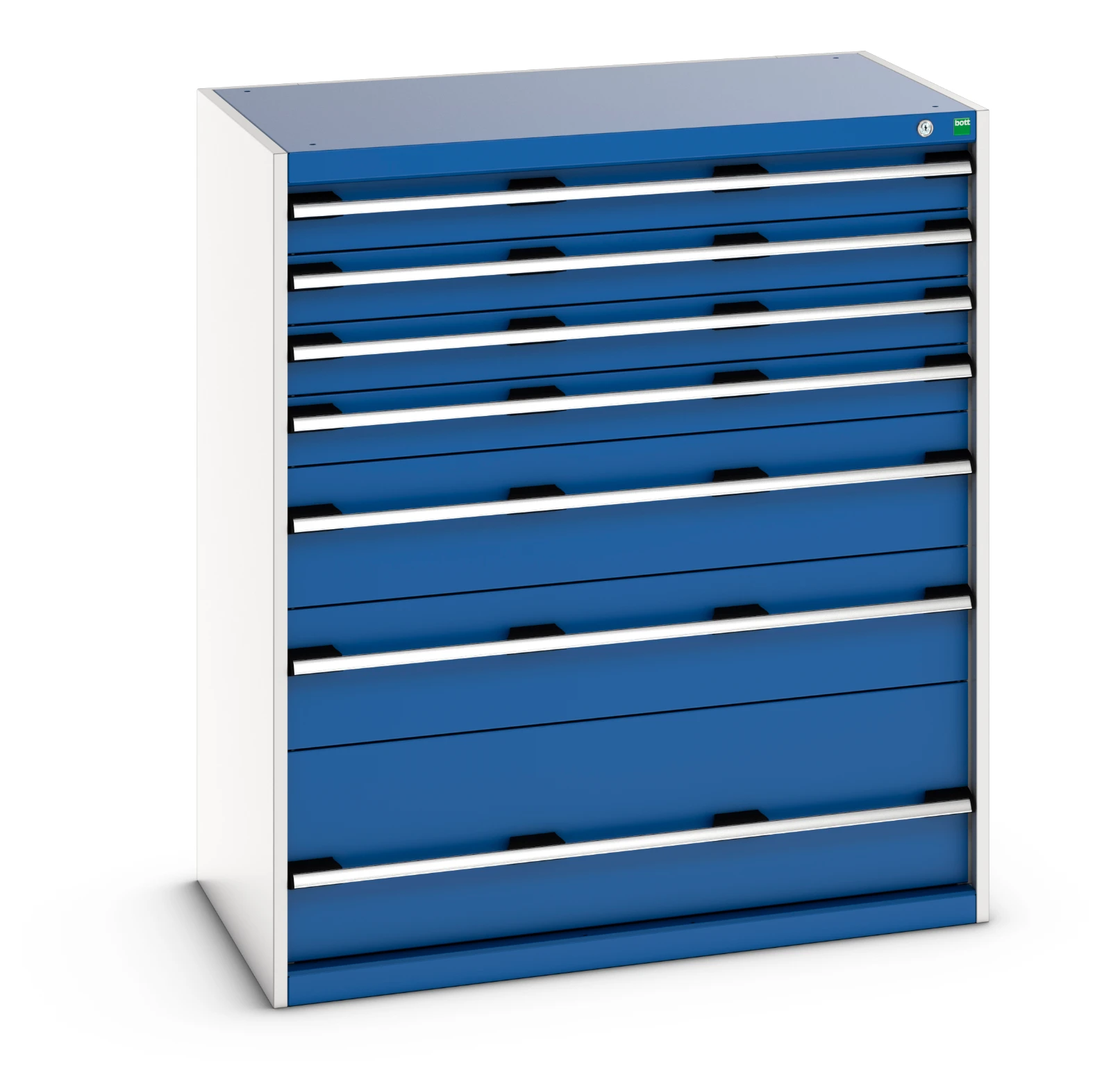 bott Cubio schuifladenkast hoogte 1200 mm 7 laden 200kg RAL 5010