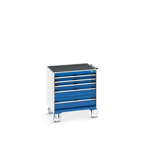 bott Cubio mobiele schuifladenkast 5 laden breedte 800 mm RAL 5010