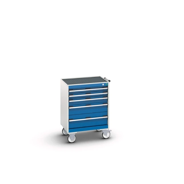 bott Cubio mobiele schuifladenkast 5 laden breedte 650 mm RAL 5010