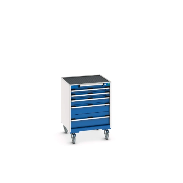 bott Cubio mobiele schuifladenkast 5 laden breedte 650 mm RAL 5010