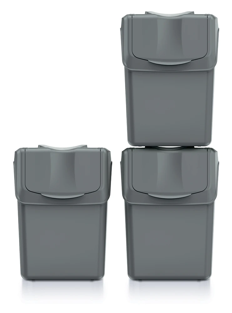 Keden Afvalscheidingsbakken - 3x20L - grijs