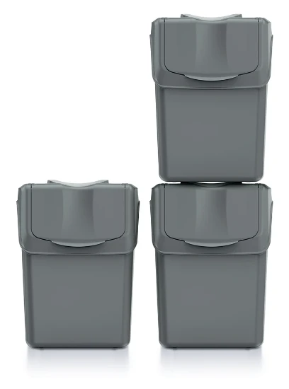 Keden Afvalscheidingsbakken - 3x20L - grijs