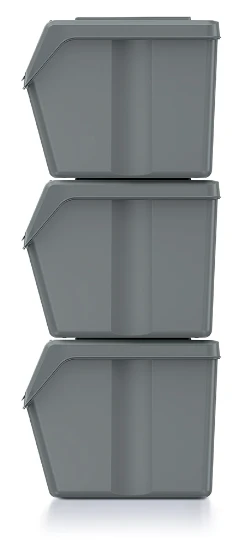 Keden Afvalscheidingsbakken - 3x20L - grijs
