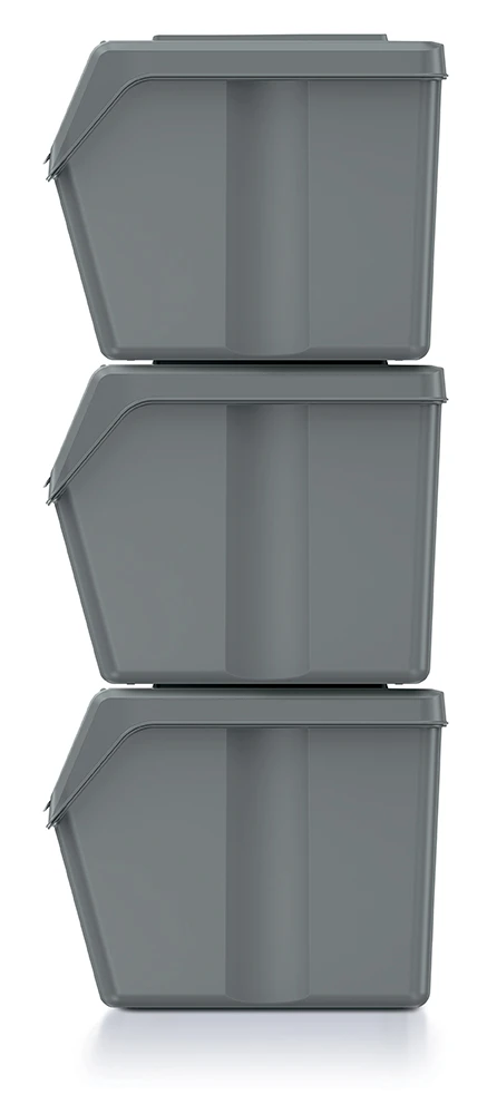 Keden Afvalscheidingsbakken - 3x20L - grijs