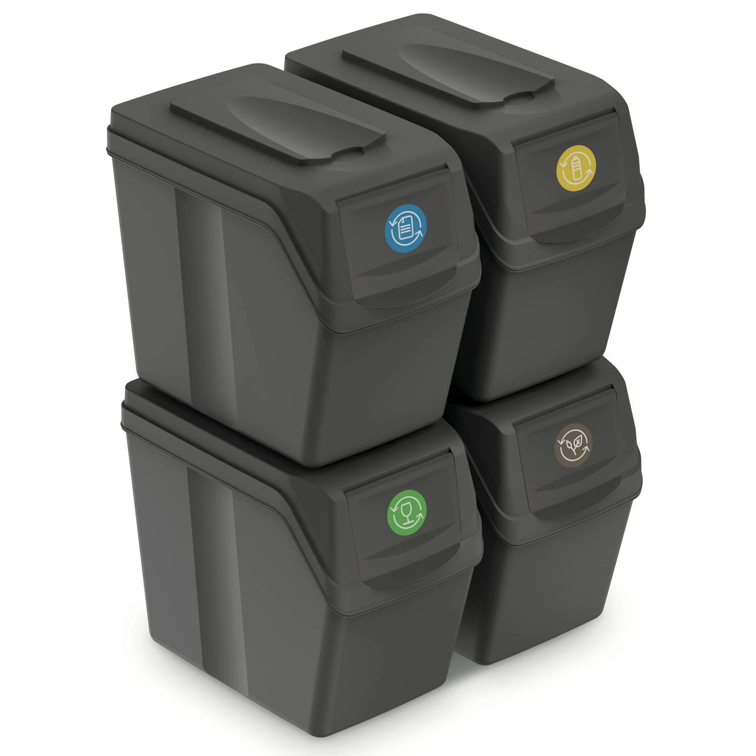 Keden Afvalscheidingsbakken - 4x20L - grijs