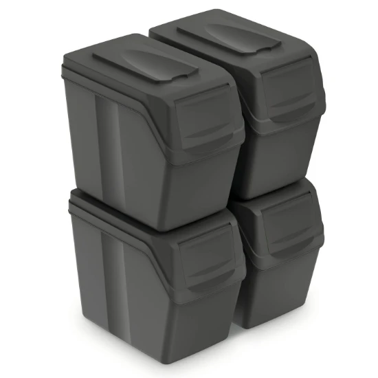 Keden Afvalscheidingsbakken - 4x20L - grijs