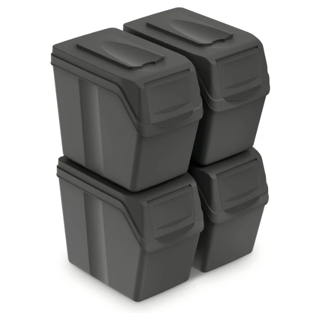 Keden Afvalscheidingsbakken - 4x20L - grijs