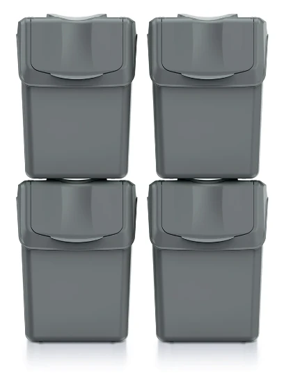 Keden Afvalscheidingsbakken - 4x20L - grijs
