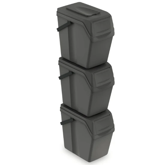 Keden Afvalscheidingsbakken - 3x25L - grijs