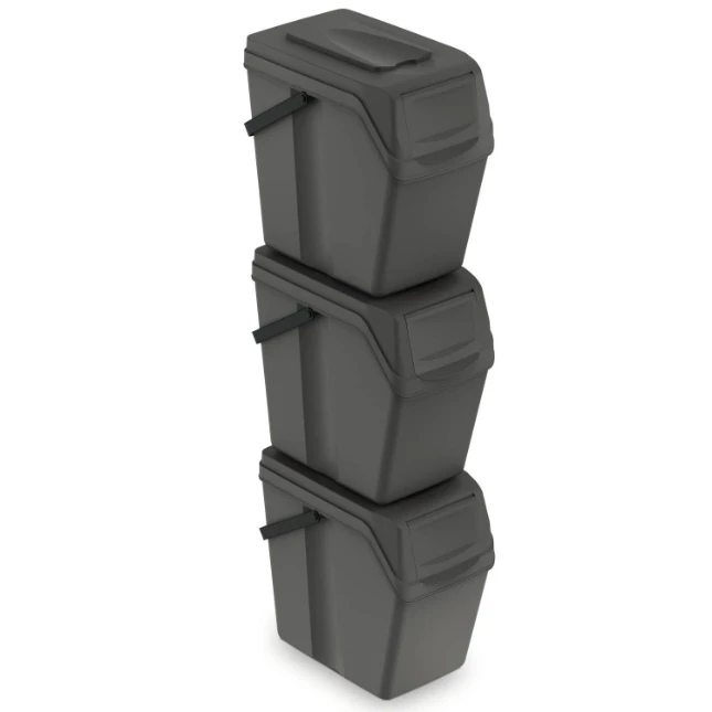 Keden Afvalscheidingsbakken - 3x25L - grijs