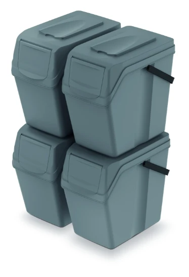 Keden Afvalscheidingsbakken - 4x25L - grijs