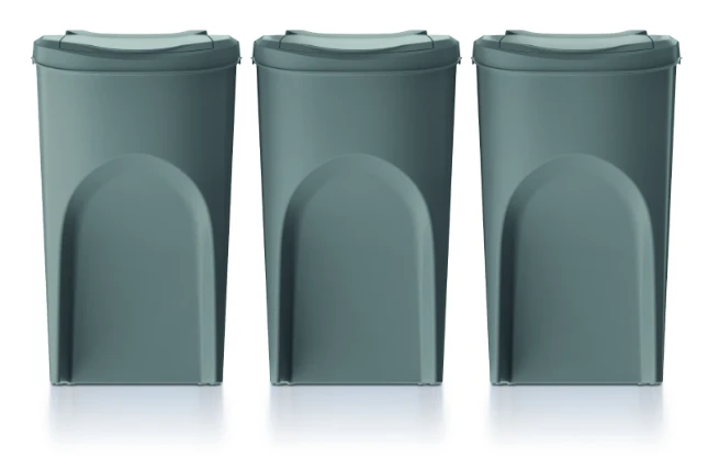 Keden Afvalscheidingsbakken - 3x35L - grijs